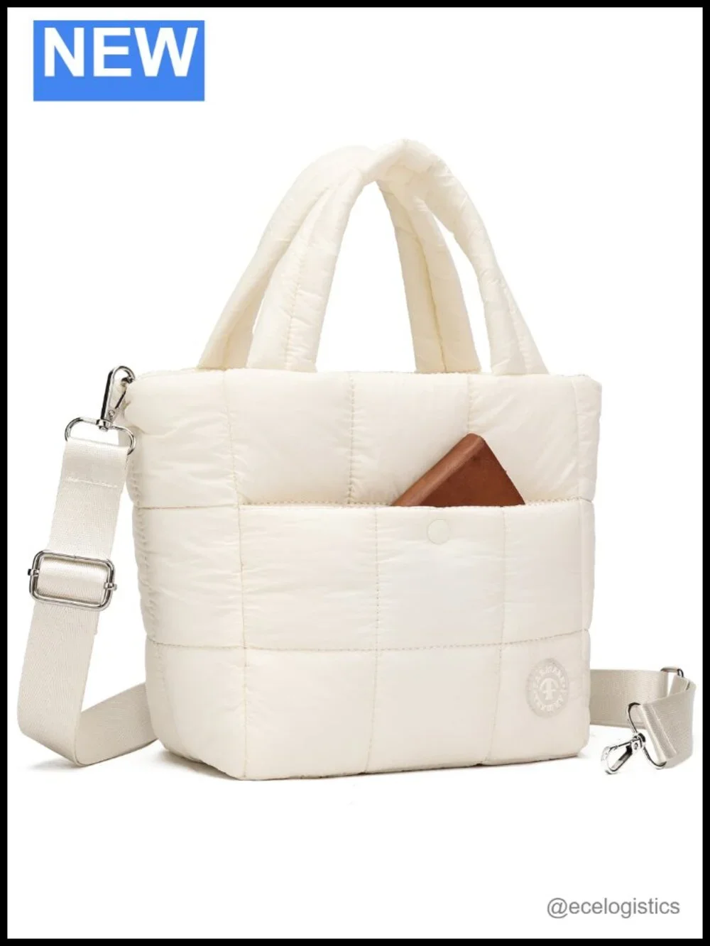 Quilted Mini Puffer Crossbody Bag - Lightweight Water-Resistant Nylon Shoulder